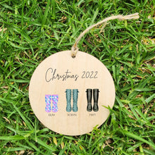 Load image into Gallery viewer, *Gumboot Friday* Round Wooden Christmas Decoration