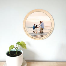 Load image into Gallery viewer, Round Wall Photo Plaque – Add your own photo + text
