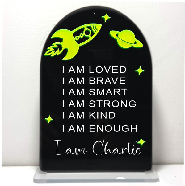 Affirmation Plaque - Outer Space Neon acrylic