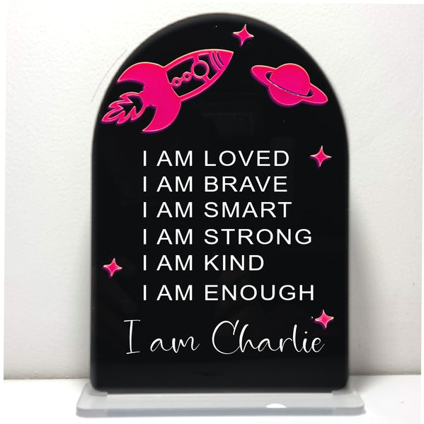 Affirmation Plaque - Outer Space Neon acrylic