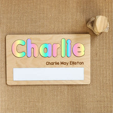Load image into Gallery viewer, Personalised Name Puzzle + Learn to write your own name - add an etched name or message
