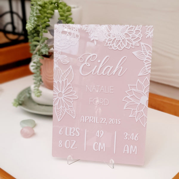 Personalised Birth Announcement Floral