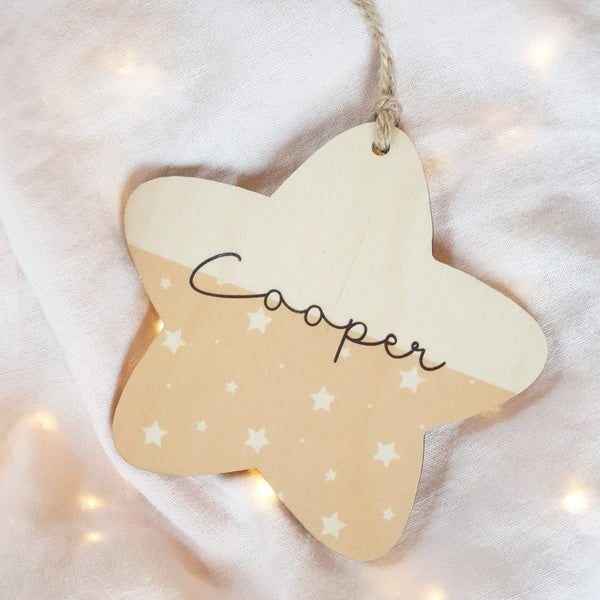 Wooden Star Decoration - Add a name