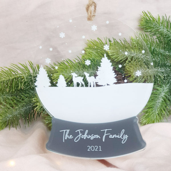 Snow Globe Decoration - White Christmas Scenes + add your own text