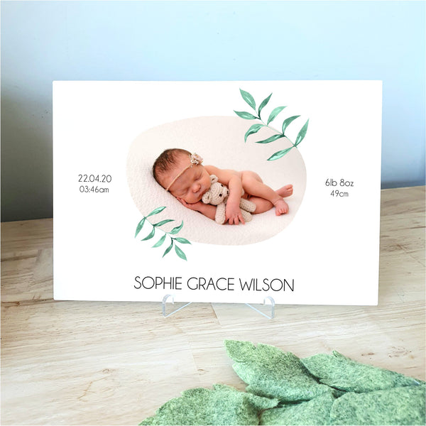 Personalised Birth Announcement Leaves