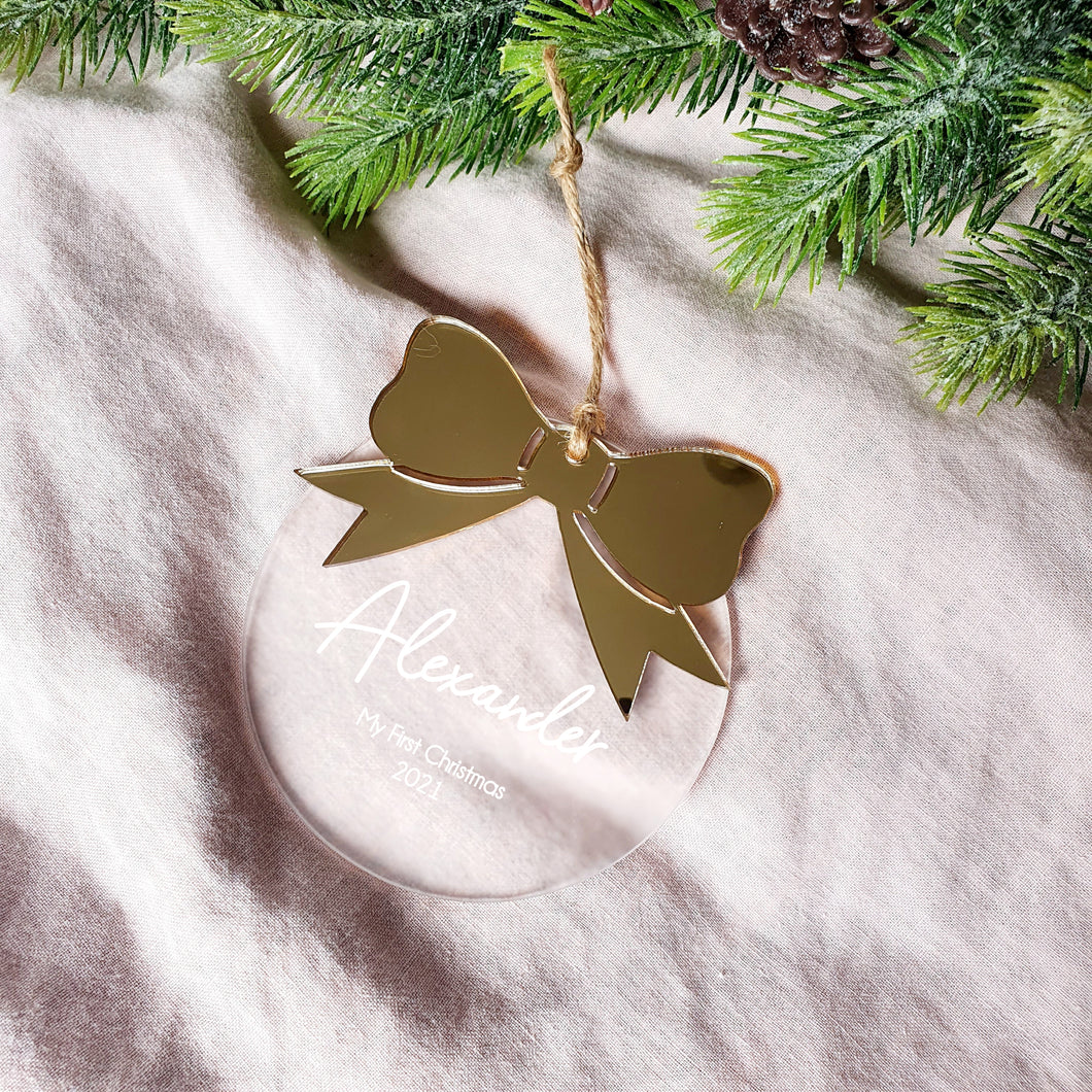 Golden Bow Decoration - Add your own text