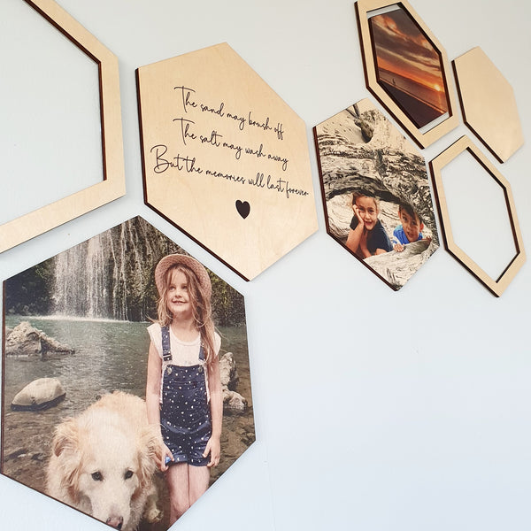 🐝 Honeycomb Wall Decor Set - Add your own photos/text