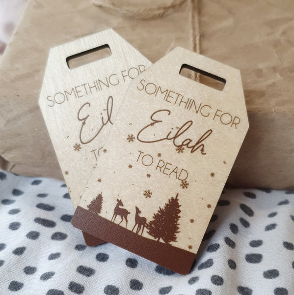 Christmas Scene WANT/NEED/WEAR/READ Gift Tags Wooden - Add a name