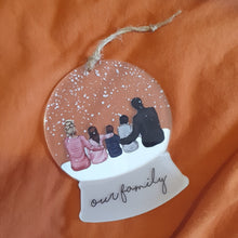 Load image into Gallery viewer, Snow Globe Decoration - Family Portrait + add your own text *LIMITED AVAILABILITY EACH MONTH* OUT OF STOCK
