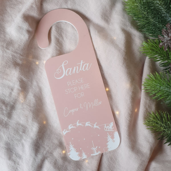 Santa please stop here for... Acrylic Door Hanger - Add name/s