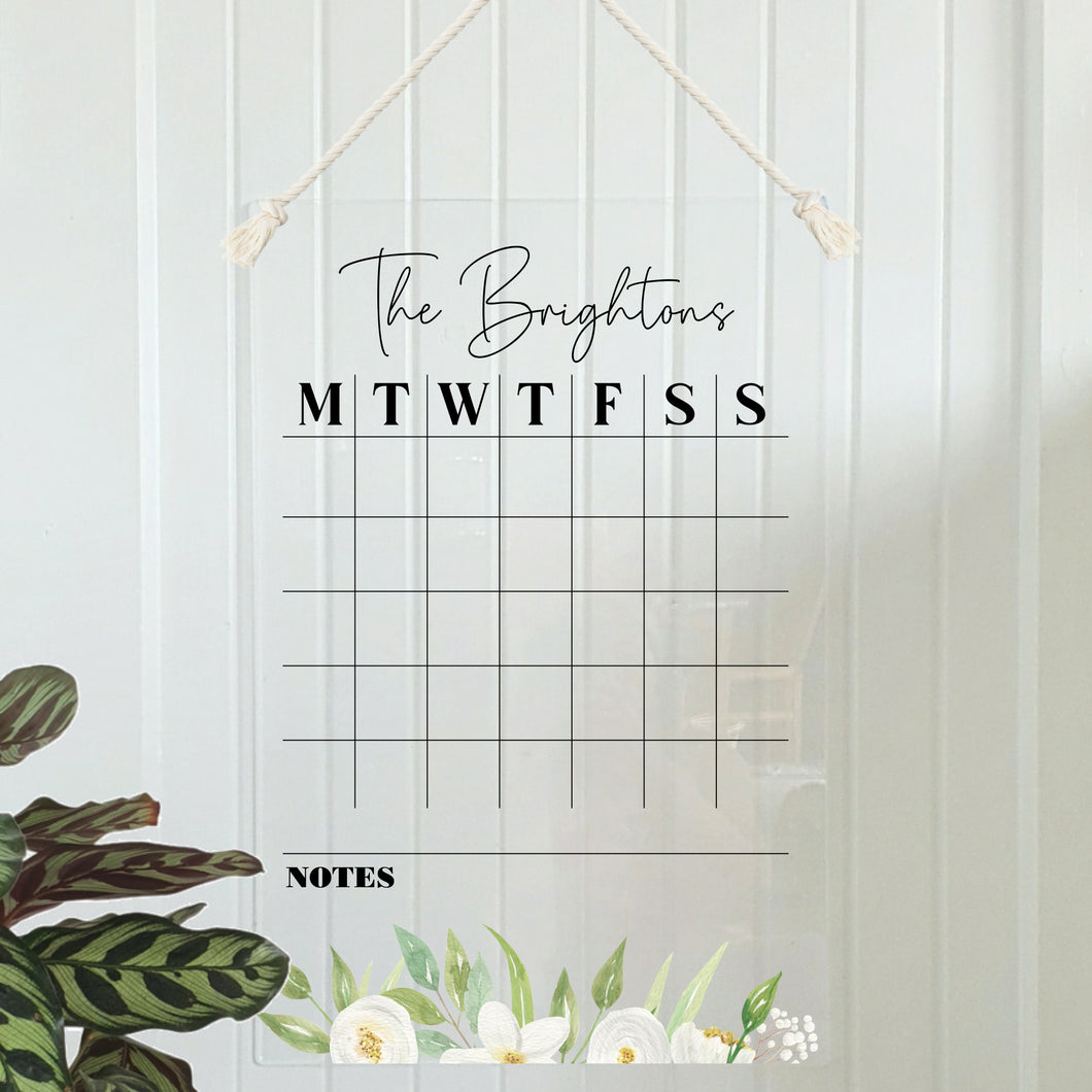 Wall Planner Layout 5 - White Florals